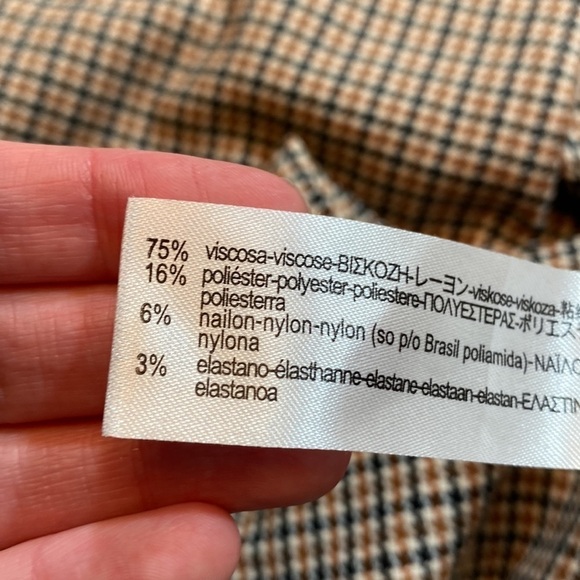 Zara Houndstooth High Rise Tan Jeggings sz M - Picture 10 of 11